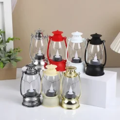 LED Electronic Horse Light Candle Light Retro Small Oil Lamp Electronic Candle Light Creative Nostalgic Wind Light Desktop Ornament Small Night Light Festival Party Decorative Lights 1PC