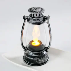 LED Electronic Horse Light Candle Light Retro Small Oil Lamp Electronic Candle Light Creative Nostalgic Wind Light Desktop Ornament Small Night Light Festival Party Decorative Lights 1PC