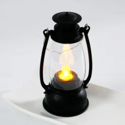LED Electronic Horse Light Candle Light Retro Small Oil Lamp Electronic Candle Light Creative Nostalgic Wind Light Desktop Ornament Small Night Light Festival Party Decorative Lights 1PC