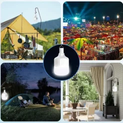 LED Emergency Light Bulb 3600mAH Battery USB Rechargeable 5 Lighting Modes Energy-Saving Lamp with Hook for Outdoor Picnic Camping Tent Night Market 200W