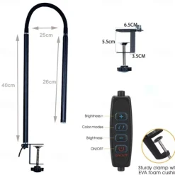 LED Eye Protection Desk Lamp USB Powered for Learning & Reading – Full Spectrum, Low Blue Light with Folding Clip and Dimmable 1PC