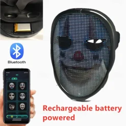 Led Face Mask LED Mask HD with WIFI Bluetooth Programmable Party Cosplay Glowing Mask Masquerade Newest