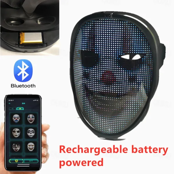 Led Face Mask LED Mask HD with WIFI Bluetooth Programmable Party Cosplay Glowing Mask Masquerade Newest