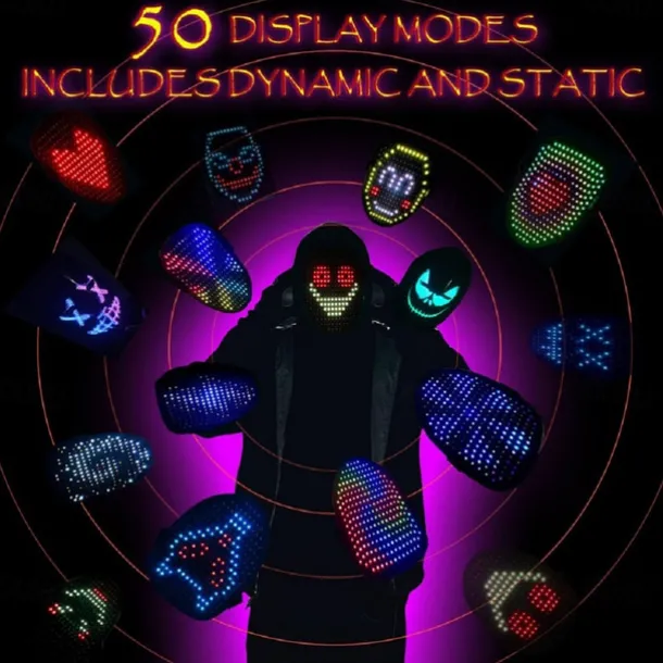 Led Face Mask LED Mask HD with WIFI Bluetooth Programmable Party Cosplay Glowing Mask Masquerade Newest