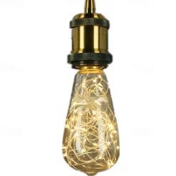 LED Fairy String Night Light Bulb T64 E26 Warm White Edison Screw Flash Starry Decorative Wire Light for Christmas Festival Non-dimmable