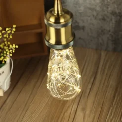 LED Fairy String Night Light Bulb T64 E26 Warm White Edison Screw Flash Starry Decorative Wire Light for Christmas Festival Non-dimmable