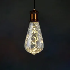 LED Fairy String Night Light Bulb T64 E26 Warm White Edison Screw Flash Starry Decorative Wire Light for Christmas Festival Non-dimmable