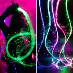 LED Fiber Optic Dance Whip - USB Rechargeable Ideal for Halloween Christmas and Holiday Celebrations - Perfect for Stage Ambience Props