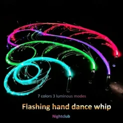 LED Fiber Optic Dance Whip - USB Rechargeable Ideal for Halloween Christmas and Holiday Celebrations - Perfect for Stage Ambience Props