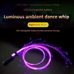 LED Fiber Optic Dance Whip - USB Rechargeable Ideal for Halloween Christmas and Holiday Celebrations - Perfect for Stage Ambience Props