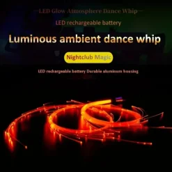LED Fiber Optic Dance Whip - USB Rechargeable Ideal for Halloween Christmas and Holiday Celebrations - Perfect for Stage Ambience Props