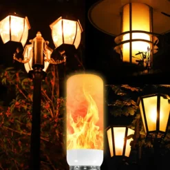 LED Fire Flame Bulb Lights 4 Modes Dynamic Flickering Effect Lamp Gravity Sensor for Indoor Outdoor Home Party Halloween Decoration 1/4pcs