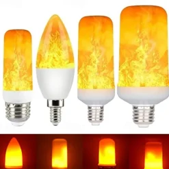 LED Flame Light Bulb E27 Dynamic Flame Effect Fire E14 Light Flashing LED Light 3/5/7/9W 110V-220v Home Lighting Simulation Flame Light Gravity Induction Flame Effect Decorative Mood Light