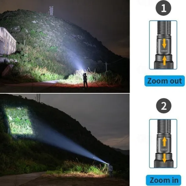 LED Flashlight Aluminum Alloy XHP50.2 Tactical Hunting Torch Usb Rechargeable Zoomable Lantern 18650 AAA Battery