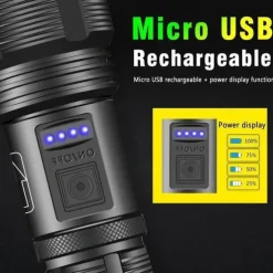 LED Flashlight Aluminum Alloy XHP50.2 Tactical Hunting Torch Usb Rechargeable Zoomable Lantern 18650 AAA Battery