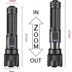 LED Flashlight Aluminum Alloy XHP50.2 Tactical Hunting Torch Usb Rechargeable Zoomable Lantern 18650 AAA Battery