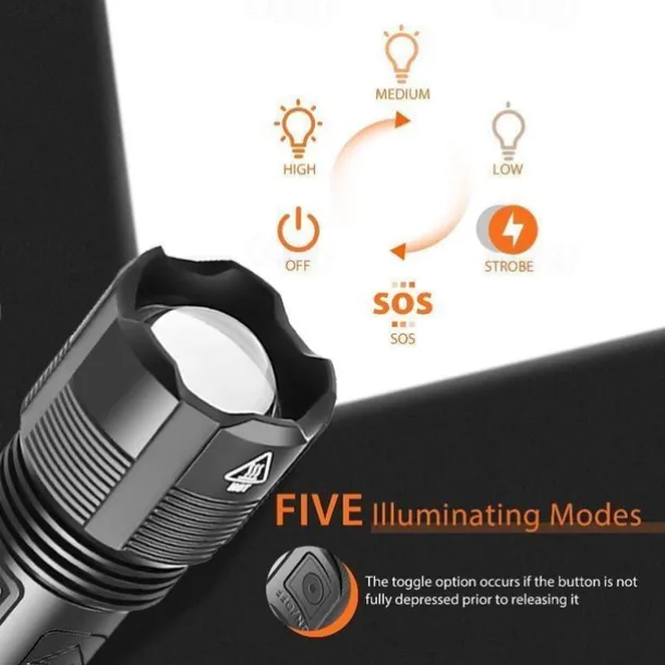 LED Flashlight Aluminum Alloy XHP50.2 Tactical Hunting Torch Usb Rechargeable Zoomable Lantern 18650 AAA Battery