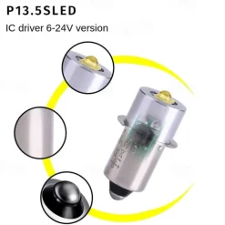 LED Flashlight Bulb P13.5S 3W Multi-Voltage Non-Polarity Torch Lantern Bulbs, 2pcs 6V-24V