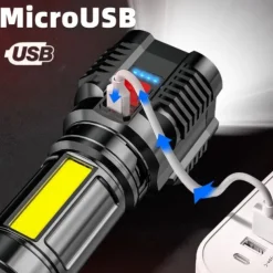 5led Flashlight Outdoor Portable Cob Side Light Work Light USB Rechargeable Waterproof Led Flashlight