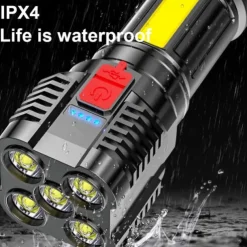 5led Flashlight Outdoor Portable Cob Side Light Work Light USB Rechargeable Waterproof Led Flashlight