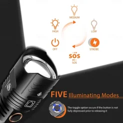 LED Flashlight Outdoor Super Bright XHP160 Powerful XHP99 Waterproof Torch USB Rechargeable 18650 Lantern Portable Zoom Camping Light