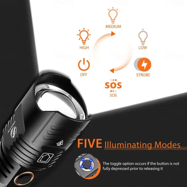 LED Flashlight Outdoor Super Bright XHP160 Powerful XHP99 Waterproof Torch USB Rechargeable 18650 Lantern Portable Zoom Camping Light