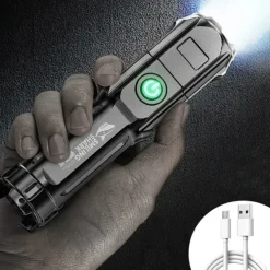 LED Flashlight USB Super Bright Zoomable USB Rechargeable T6 Tactical Torch for Camping Hiking Fishing Outdoor Hunting 3.7V