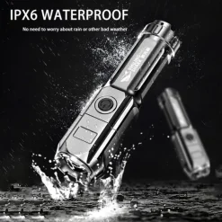 LED Flashlight USB Super Bright Zoomable USB Rechargeable T6 Tactical Torch for Camping Hiking Fishing Outdoor Hunting 3.7V