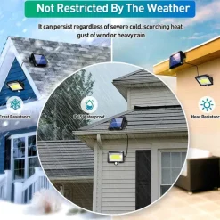 LED Flood Lights Split Solar Lamp Outdoor Motion Sensor LED Solar Floodlight Outdoor Safety Solar Lamp Waterproof 3 Lighting Modes Including 16.4 Feet (about 5 meters) Cable Suitable for Garden Yard Garage