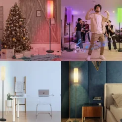 LED Floor Lamp for Living Room Bedroom Smart Standing Lamp with Alexa Google Assistant App Remote Control Tall Modern Floor Lamp with Linen Lamp Shade 16 Million Colors Bulb Included