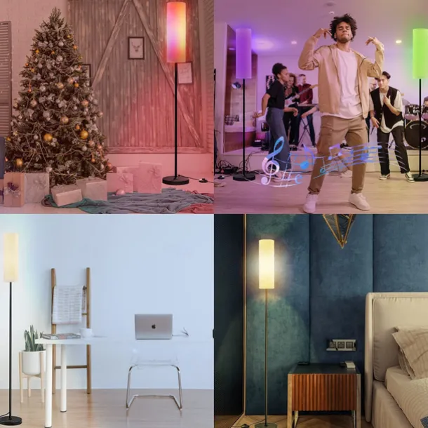 LED Floor Lamp for Living Room Bedroom Smart Standing Lamp with Alexa Google Assistant App Remote Control Tall Modern Floor Lamp with Linen Lamp Shade 16 Million Colors Bulb Included