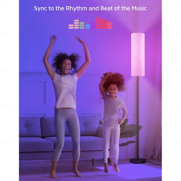 LED Floor Lamp for Living Room Bedroom Smart Standing Lamp with Alexa Google Assistant App Remote Control Tall Modern Floor Lamp with Linen Lamp Shade 16 Million Colors Bulb Included