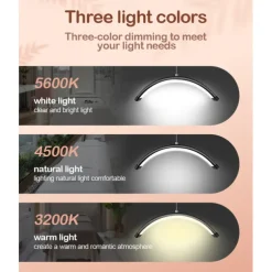 LED Floor Lamp 24Inches Half Circle Light with Phone Clip Floor Lamp 360 Degree Rotation Black