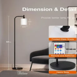 LED Floor Lamp with Suspended Frosted Glass Lampshade and Unique Intelligent or Dual Color LED Bulb Suitable for High Pole Lamp in Bedroom Living Room and Office AC220V AC110V