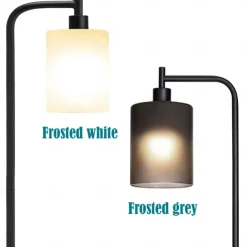 LED Floor Lamp with Suspended Frosted Glass Lampshade and Unique Intelligent or Dual Color LED Bulb Suitable for High Pole Lamp in Bedroom Living Room and Office AC220V AC110V
