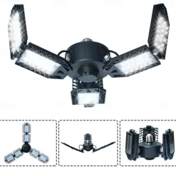 LED Garage Lights Bulb 6/8/10 Panels 200W 20000LM 6500K Led Shop Light with Deformable Panels Basement Barn Light Garage Ceiling Lights