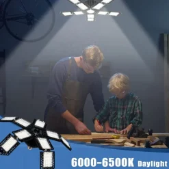 LED Garage Lights Bulb 6/8/10 Panels 200W 20000LM 6500K Led Shop Light with Deformable Panels Basement Barn Light Garage Ceiling Lights