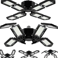 LED Garage Lights Bulb 6/8/10 Panels 200W 20000LM 6500K Led Shop Light with Deformable Panels Basement Barn Light Garage Ceiling Lights