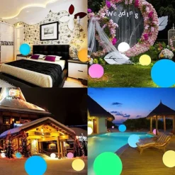LED Glowing Beach Ball Light 60CM RGB Remote Control 16 Colors Waterproof Inflatable Floating Pool Light Yard Lawn Party Lamp