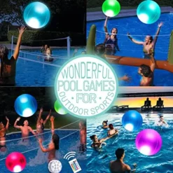 LED Glowing Beach Ball Light 60CM RGB Remote Control 16 Colors Waterproof Inflatable Floating Pool Light Yard Lawn Party Lamp