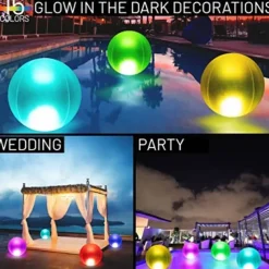 LED Glowing Beach Ball Light 60CM RGB Remote Control 16 Colors Waterproof Inflatable Floating Pool Light Yard Lawn Party Lamp