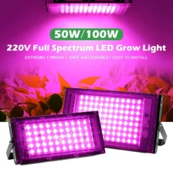 LED Grow Light 1pc AC220V 50W 100W LED Full Spectrum Phyto Lamp Greenhouse Hydroponic Plant Growth Lighting