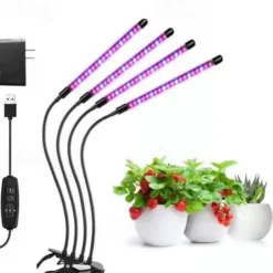 LED Grow Lights Dimmable Growing Light Fixture 10W 20W 30W with Plug for Desktop Plants Home Office Vegetable Greenhouse 20-40-60-80 LED Beads 1 Set