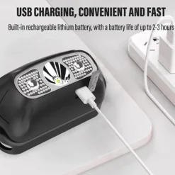 LED Headlamp Rechargeable Induction Sensor Waterproof Headlight Flashlight Ultra-light Lamp Body Used for Cycling Camping Etc. Shustar