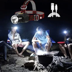 LED Headlamp Waterproof Outdoor Camping Fishing Lantern Torch USB Rechargeable XHP50 18650 LIB Headlight 3 Modes Zoom Head Flashlight