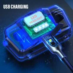 LED Headlamp with Sensor Fishing Headlight L2/P50 3 Modes Zoomable Waterproof Super Bright Camping Light Powered by 2x18650 Batteries