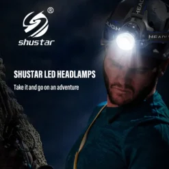 LED Headlamp with Sensor Fishing Headlight L2/P50 3 Modes Zoomable Waterproof Super Bright Camping Light Powered by 2x18650 Batteries