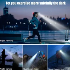 LED Headlamp with Sensor Fishing Headlight L2/P50 3 Modes Zoomable Waterproof Super Bright Camping Light Powered by 2x18650 Batteries