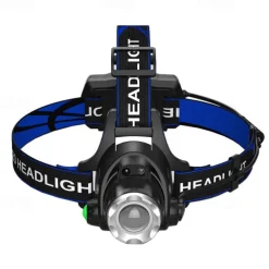 LED Headlamp with Sensor Fishing Headlight L2/P50 3 Modes Zoomable Waterproof Super Bright Camping Light Powered by 2x18650 Batteries