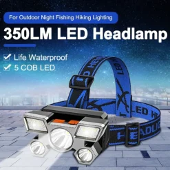 LED headlight USB Rechargeable Headlamp Waterproof Portable Headlight Built In Battery Torch Portable Working Light Fishing Camping Adventure Hunting Head Light